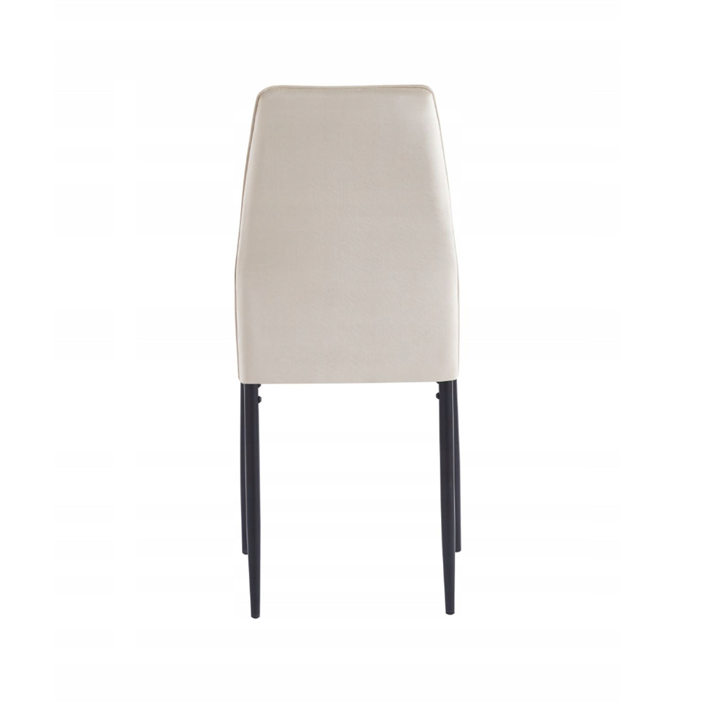 Scaun tapitat din catifea bej, picioare metalice negre, stil Glamour, pentru living/birou, 92 cm