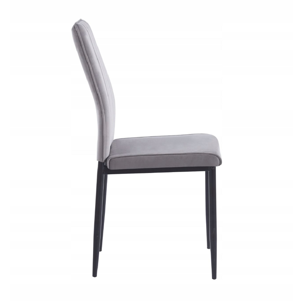 Scaun tapitat din catifea gri, picioare metalice negre, stil Glamour, pentru living/birou, 92 cm