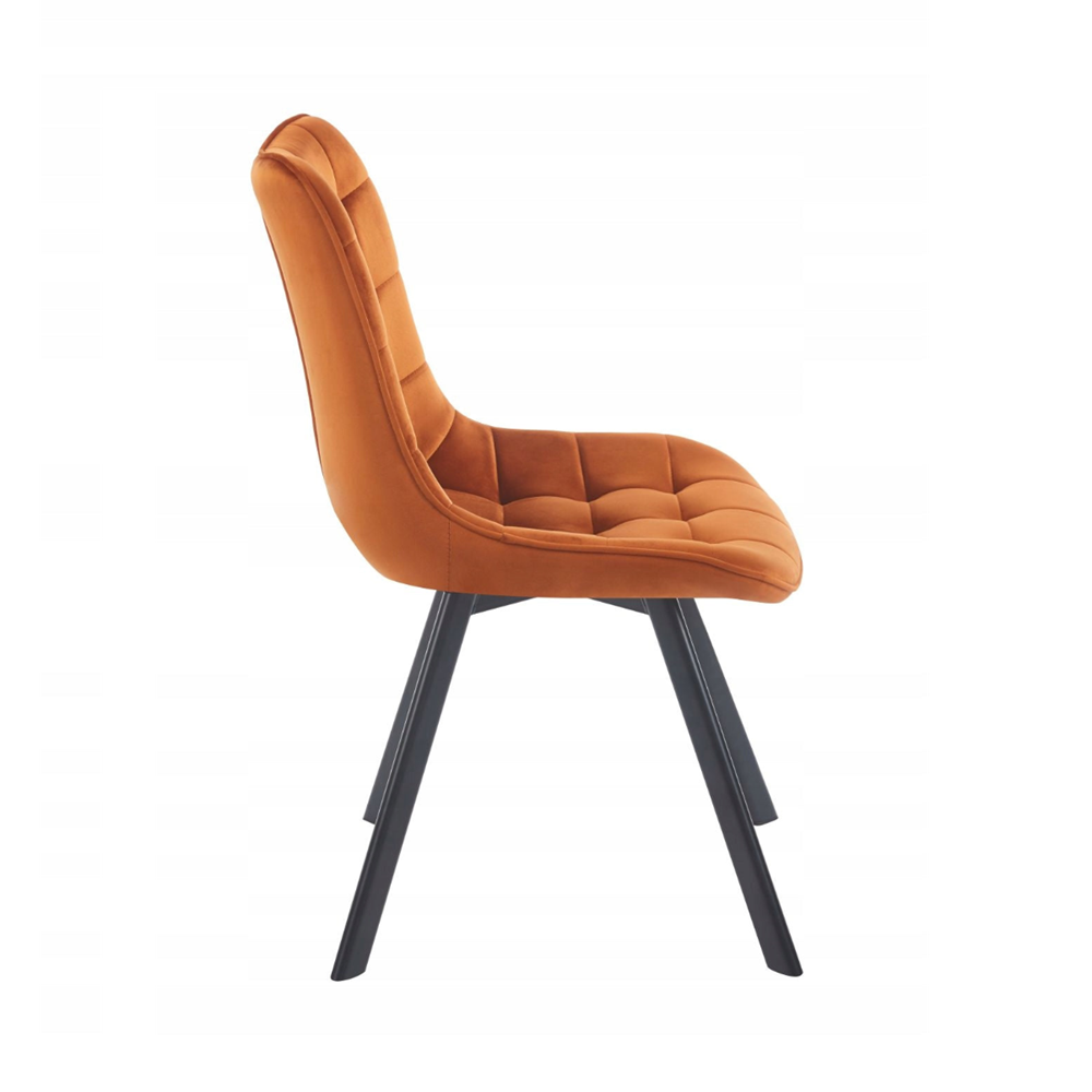 Scaun rotativ, catifea velvet scortisoara, rotatie 180° cu revenire automata, picioare metalice negre, 86 cm