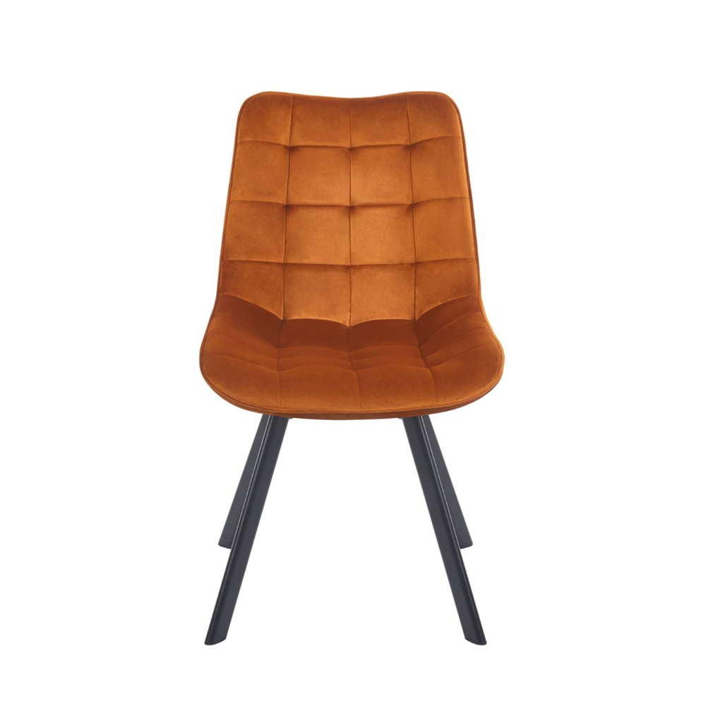 Scaun rotativ, catifea velvet scortisoara, rotatie 180° cu revenire automata, picioare metalice negre, 86 cm