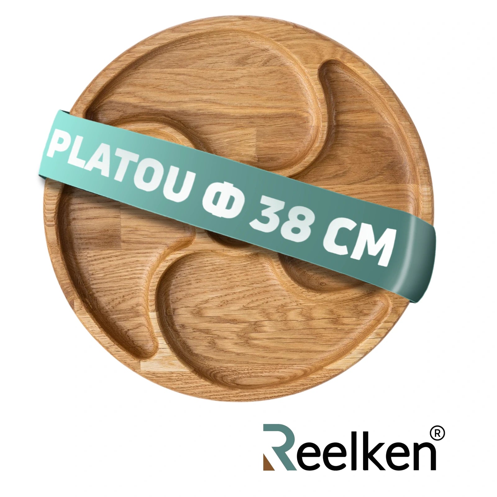 Platou pentru servire din lemn cu diametrul de 38 cm