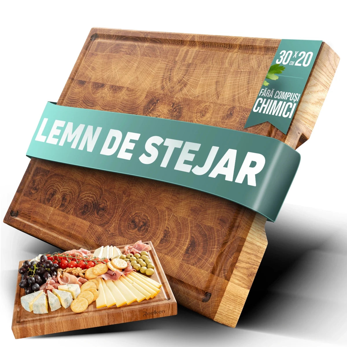 Tocator din lemn de stejar 30x20x2.5 cm - Reelken