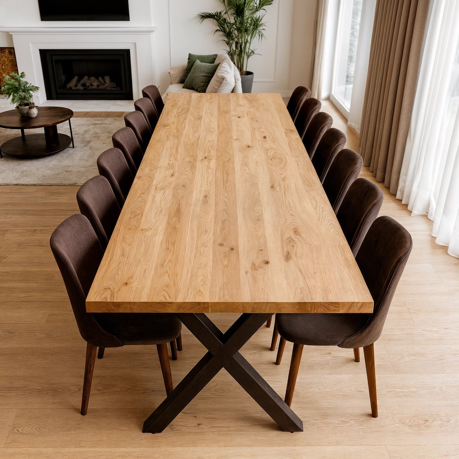 Stół z litego dębu klasyczny 300×100 cm – Duży stół dla 14 osób | Reelken