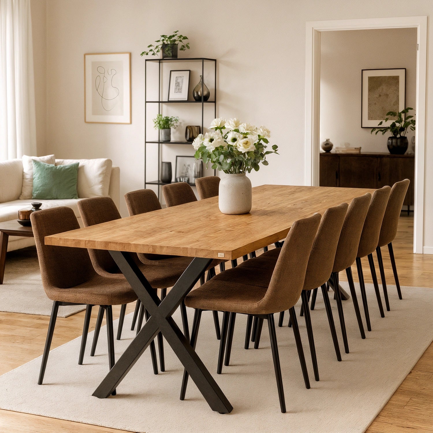 Blat drewniany z litego dębu – model klasyczny 240×100×4 cm (10 osób) | Reelken