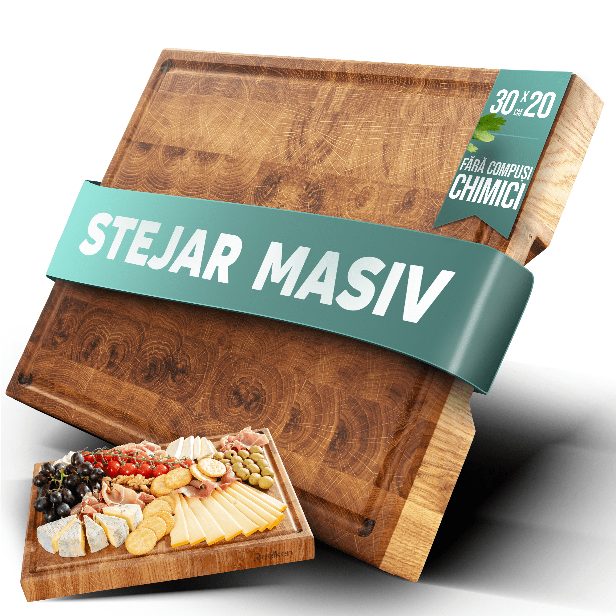 Tocator din lemn de stejar 30x20x2.5 cm