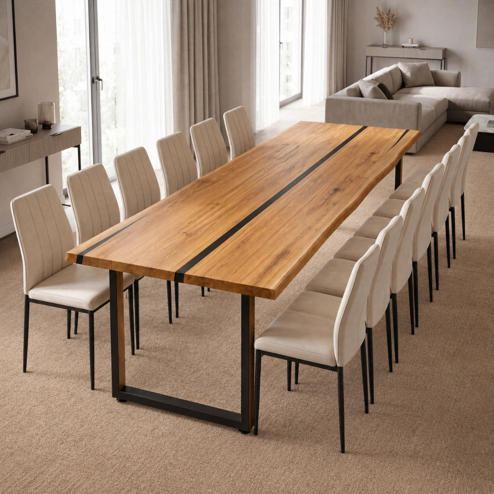 Masa din stejar cu rasina – model rustic pentru 14 persoane - 300x100x4cm