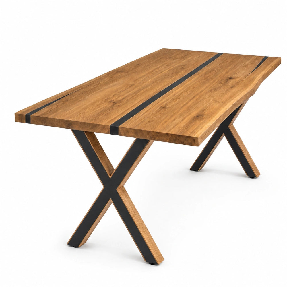 Masa din stejar cu rasina – model rustic pentru 14 persoane - 300x100x4cm