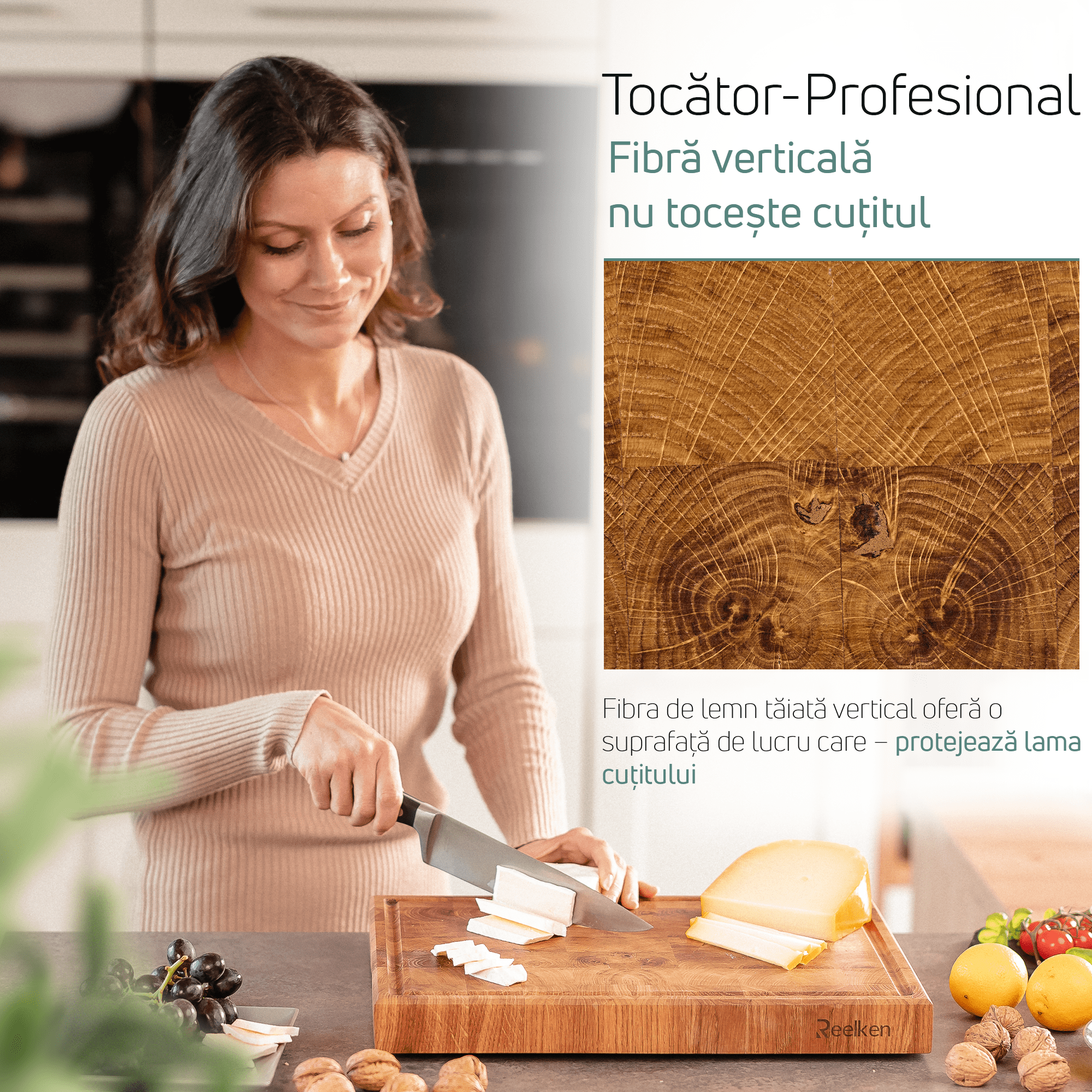 Oak wood chopping board 30x20x2.5 cm