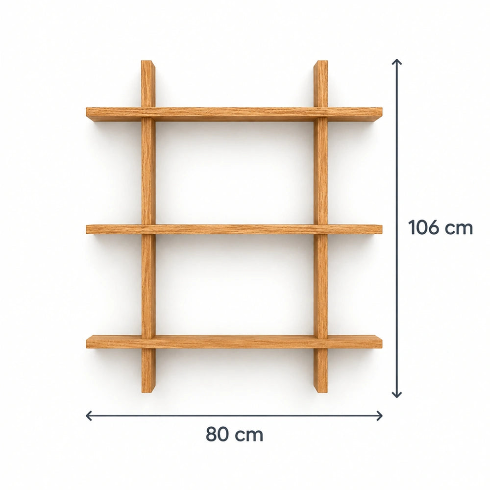 Etajera matrix din lemn de stejar masiv - 80x106x2 cm