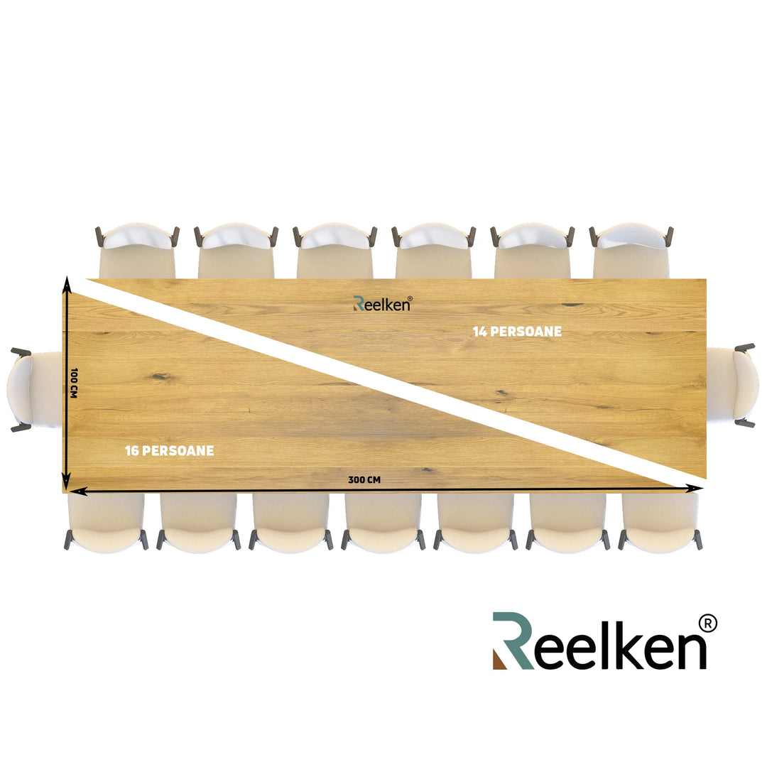 ＭＡＳ＠ＴＫ Masa din stejar masiv model rustic - 14 persoane -300x100x4cm