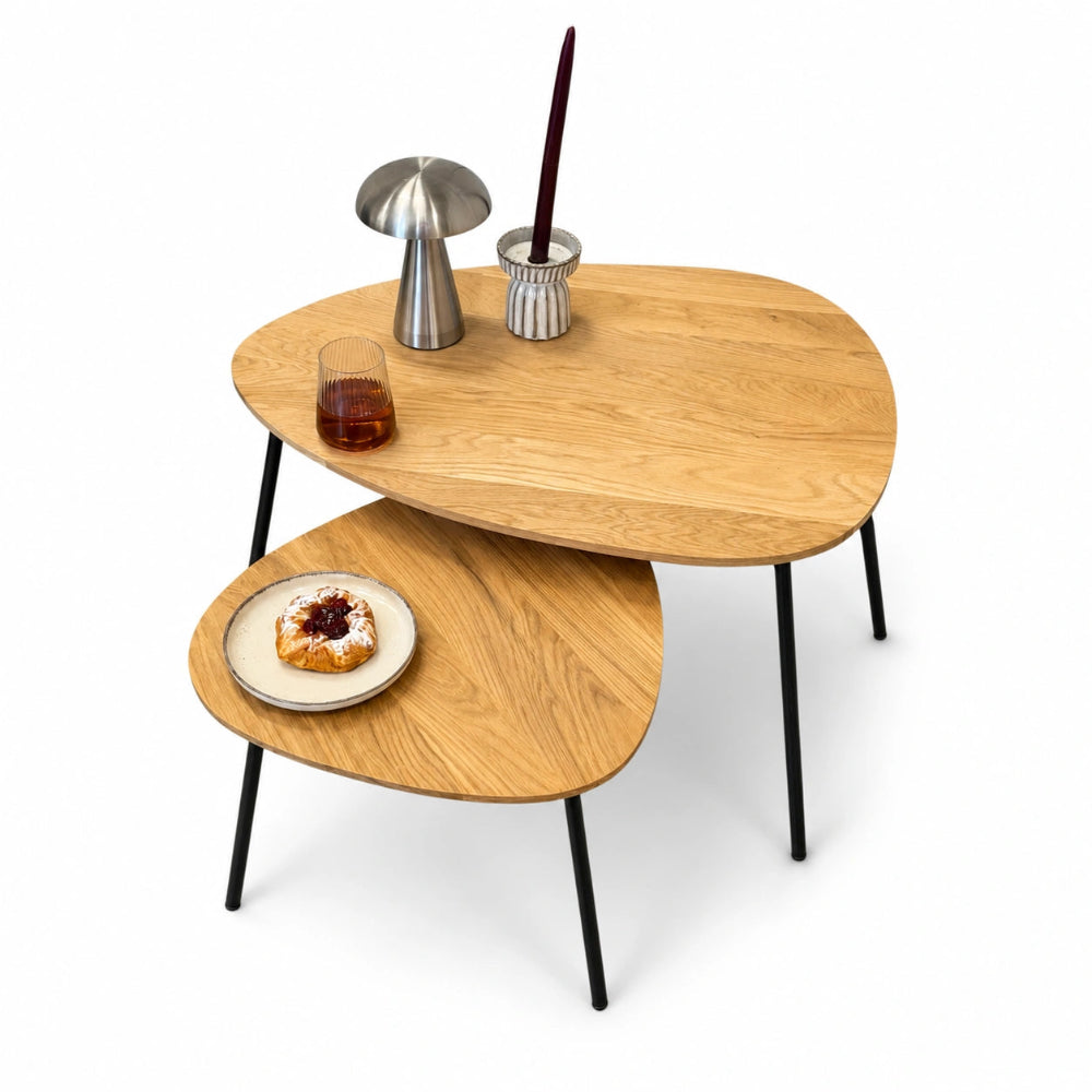Masuta ovala de cafea din stejar masiv – 48x50x2,6 cm