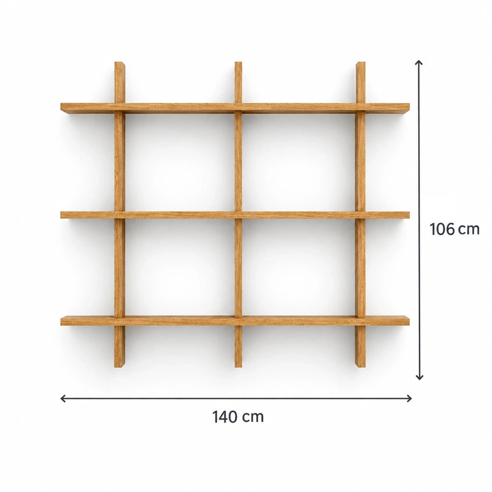 Etajera Matrix din lemn de stejar masiv - 140x106x2 cm
