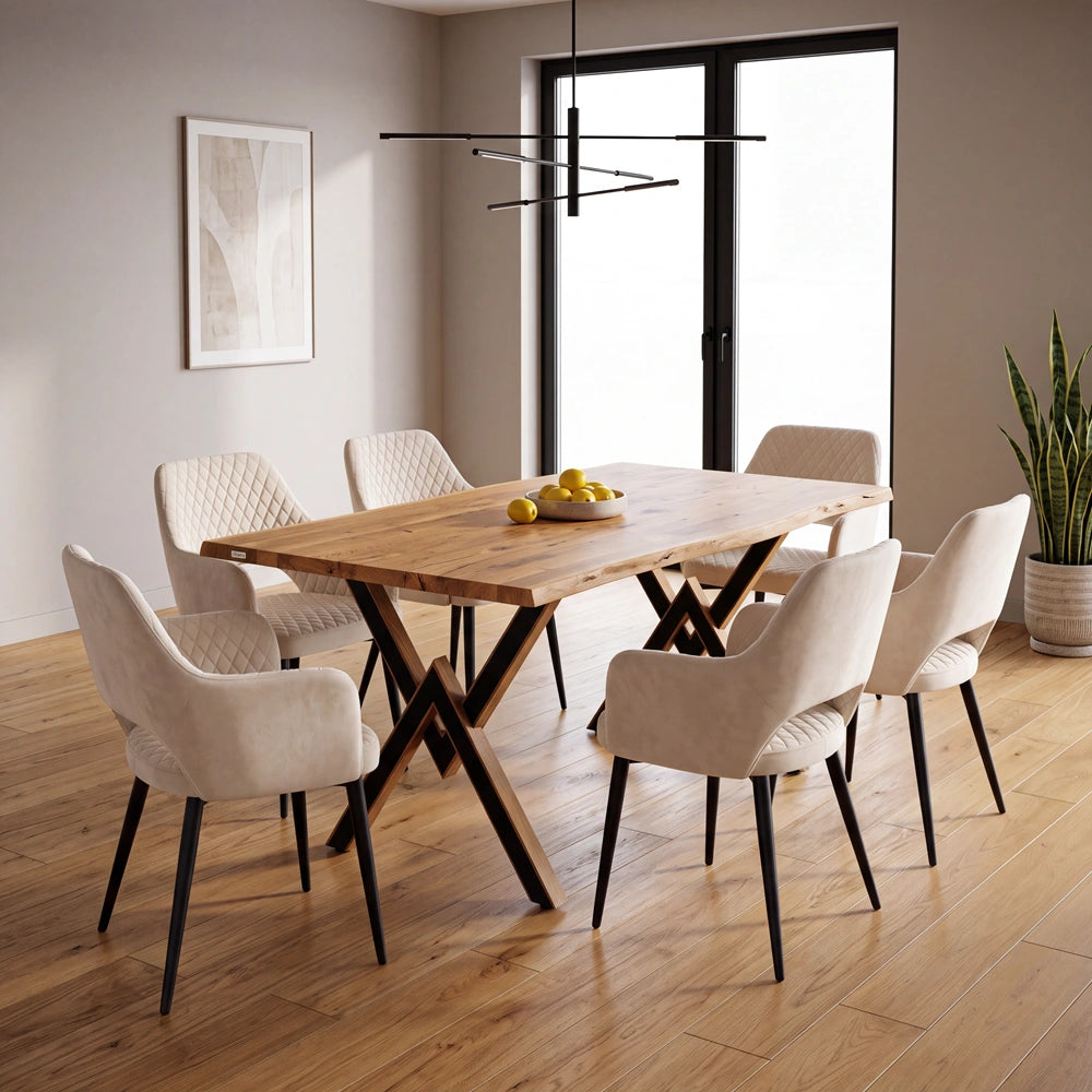 Masa din stejar model rustic - 6 persoane -160x80x4