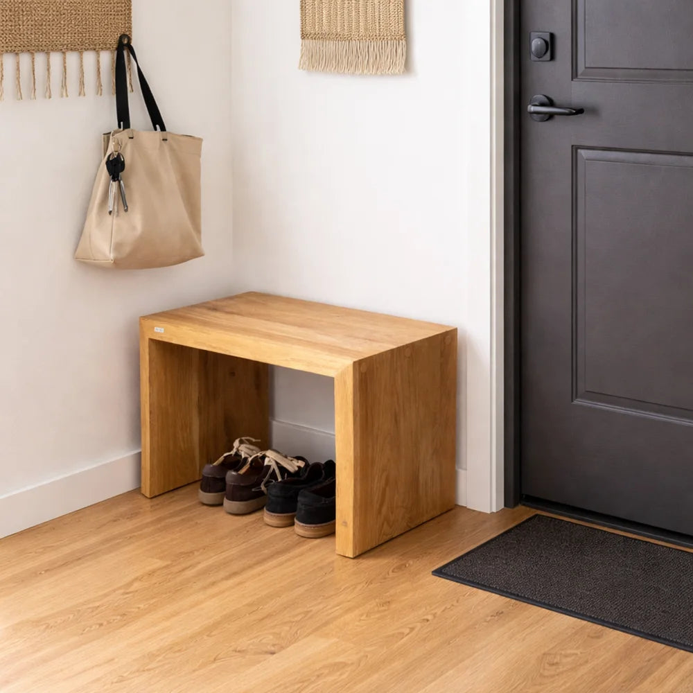 Bancuta din lemn masiv de stejar 100x45x40 cm – margini rustice, finisaj cu ulei natural
