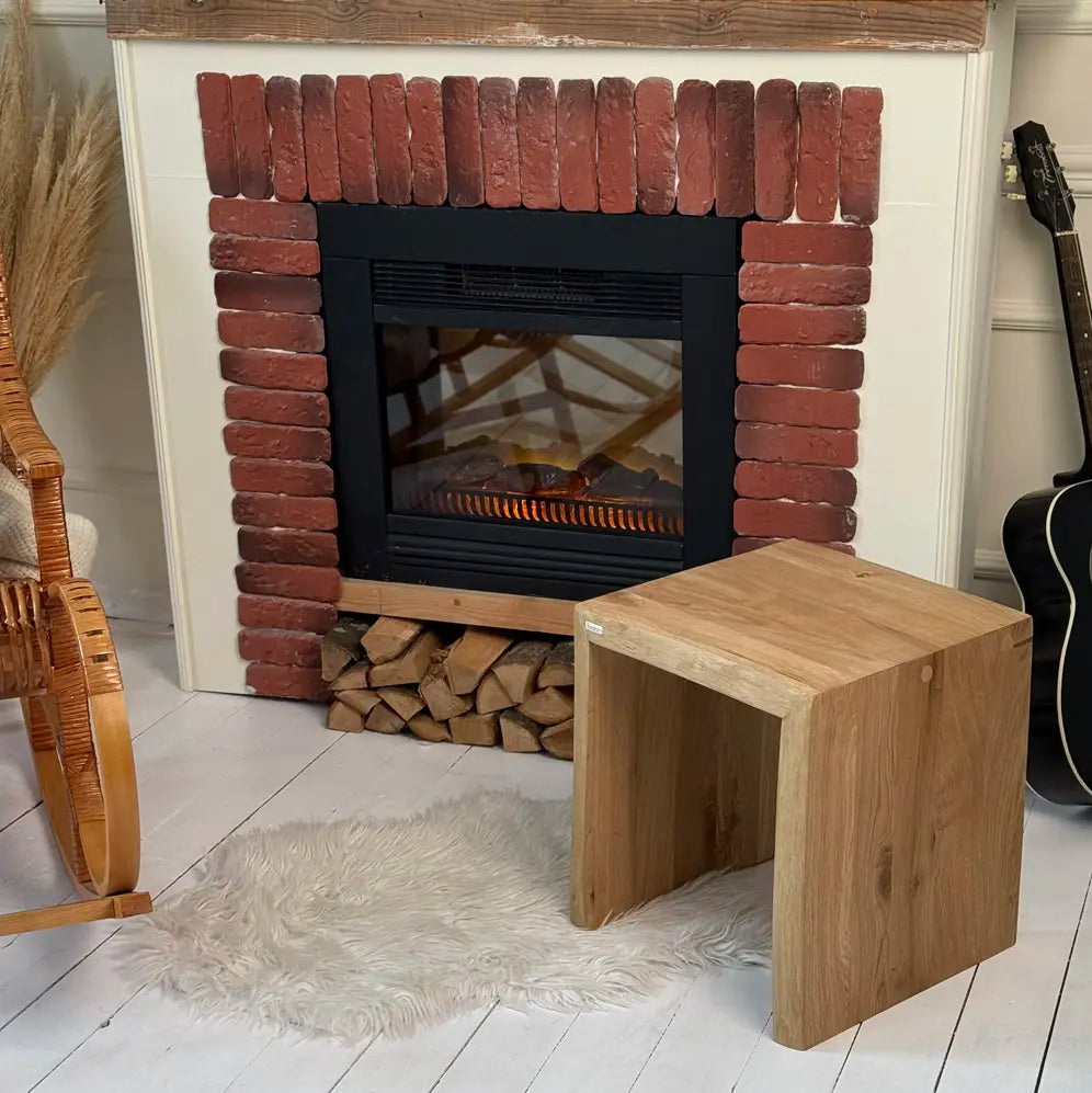 Bancuta din lemn masiv de stejar 60x45x40 cm – margini rustice, finisaj cu ulei natural