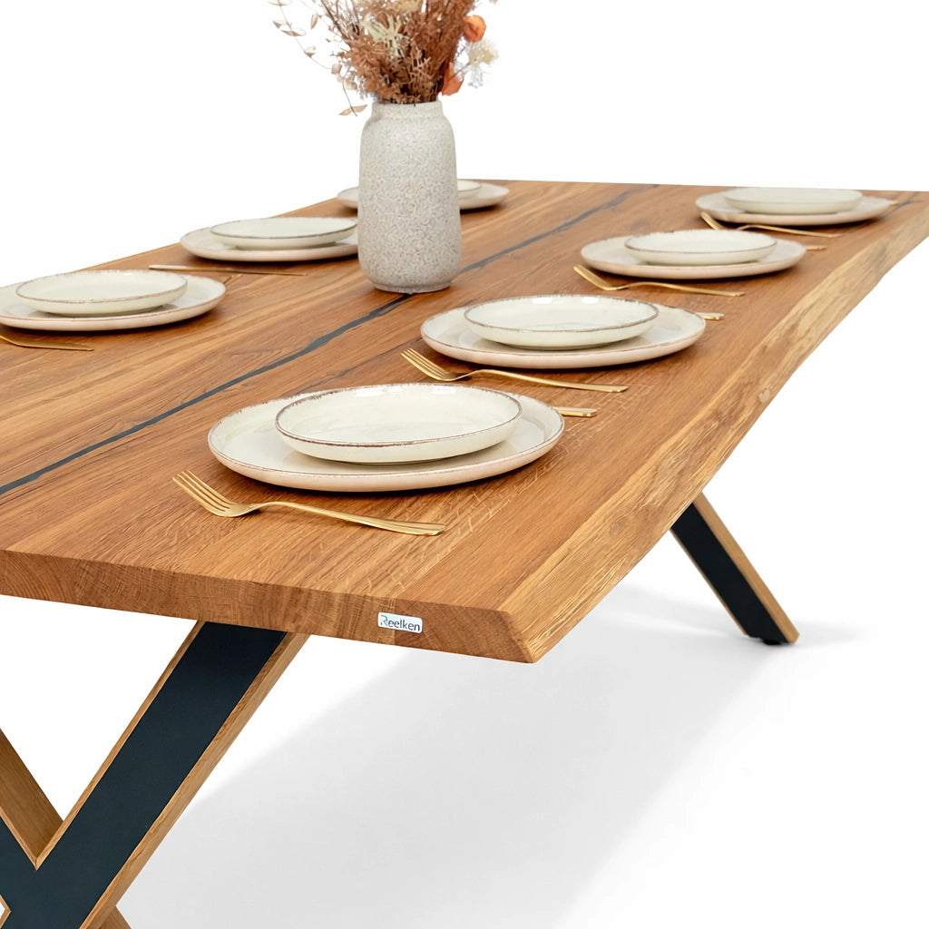 Masa din stejar cu rasina – model rustic pentru 10 persoane – 240x100x4 cm