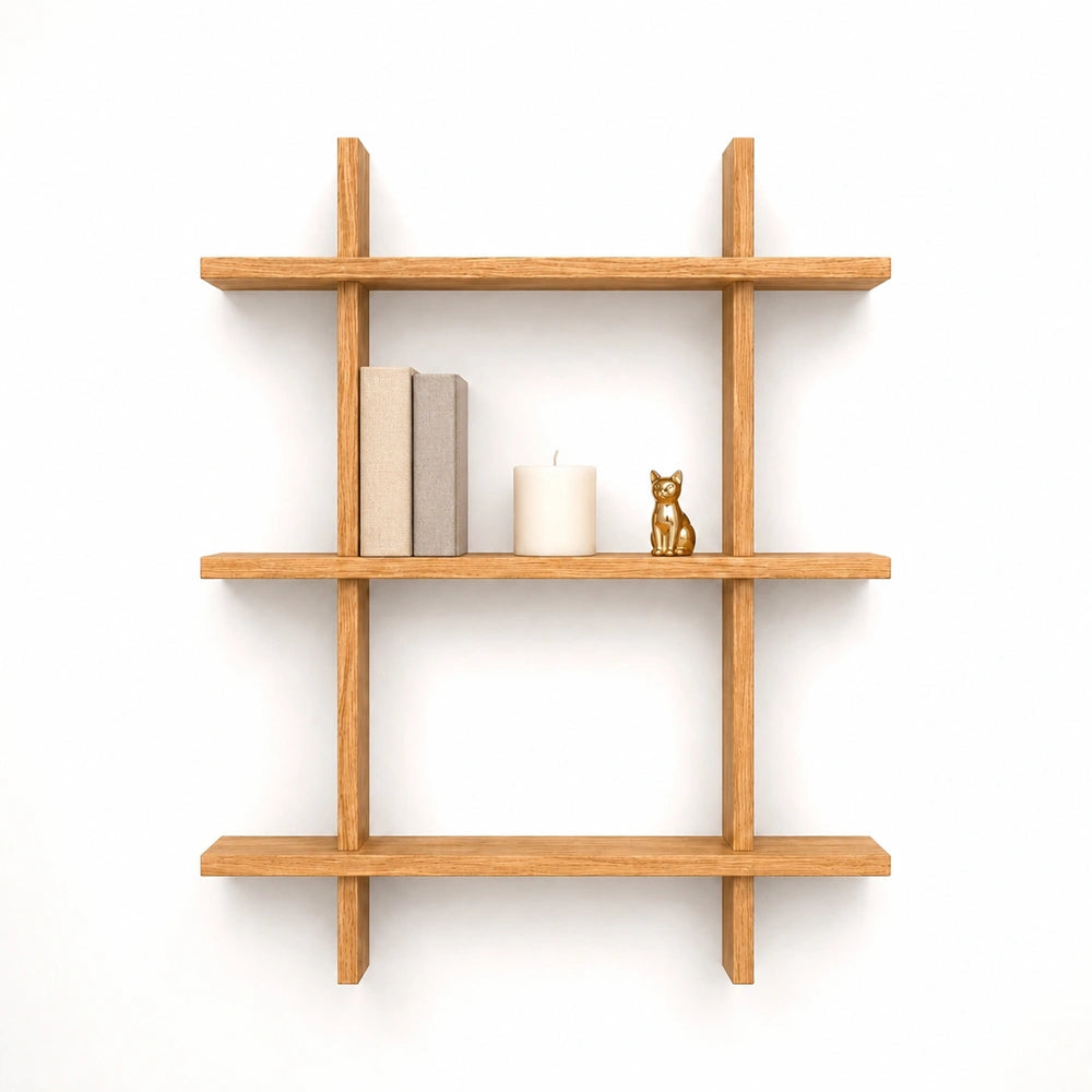 Etajera matrix din lemn de stejar masiv - 80x106x2 cm