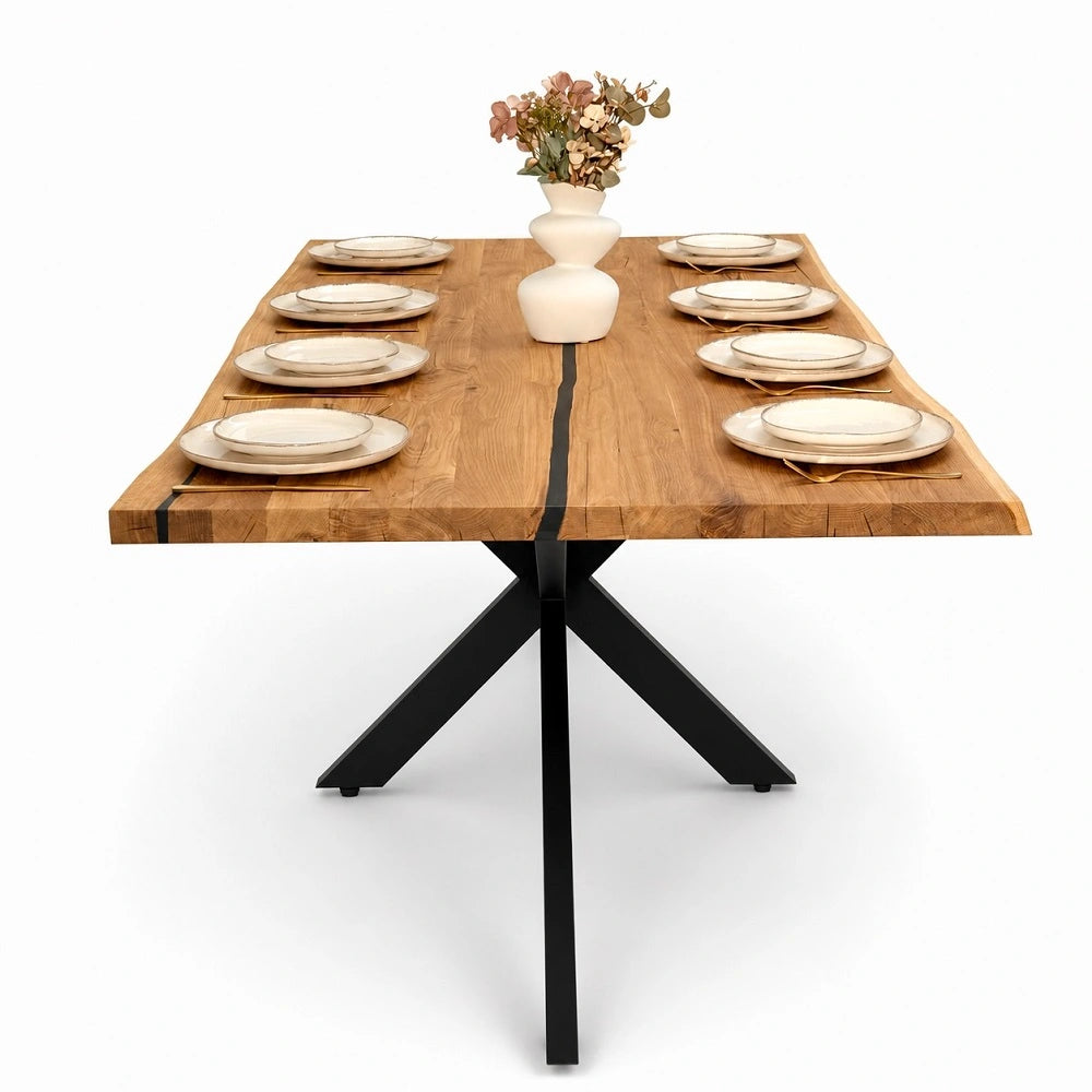 Masa din stejar cu rasina – model rustic pentru 4 persoane – 140x80x4 cm