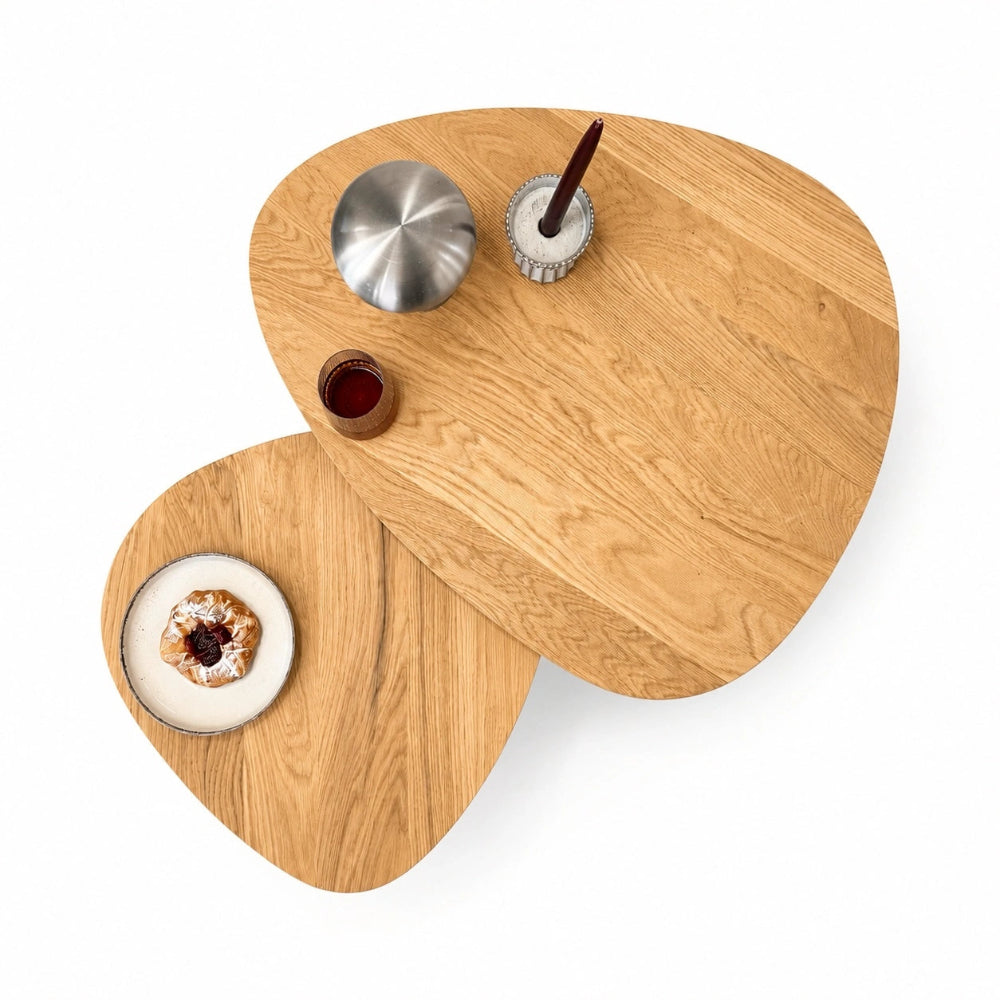 Masuta ovala de cafea din stejar masiv – 48x50x2,6 cm