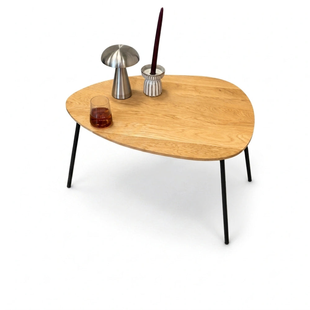 Masuta ovala de cafea din stejar masiv – 59,5x80x2,6 cm