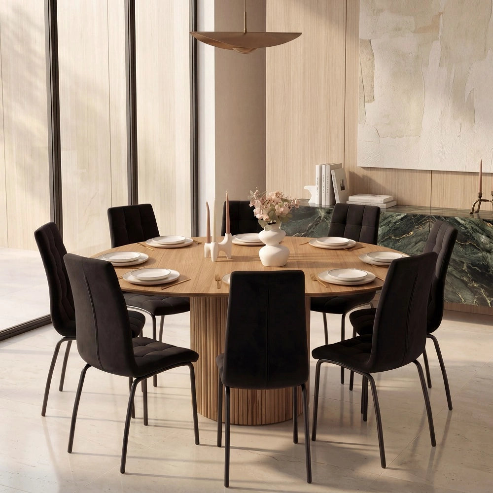 Masa rotunda extensibila din lemn masiv de stejar 130 cm – eleganta naturala si functionalitate