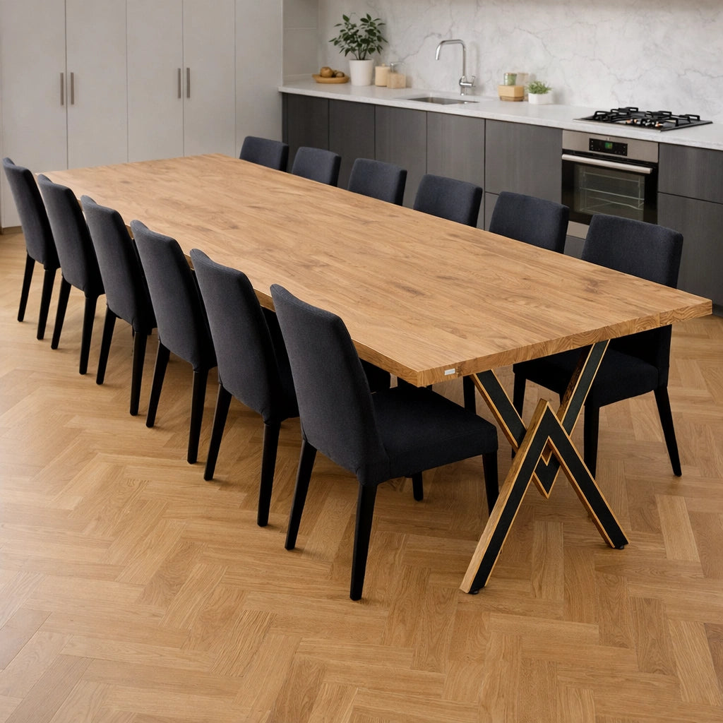 Stół z litego dębu klasyczny 260×100 cm – Stół do jadalni dla 12 osób | Reelken