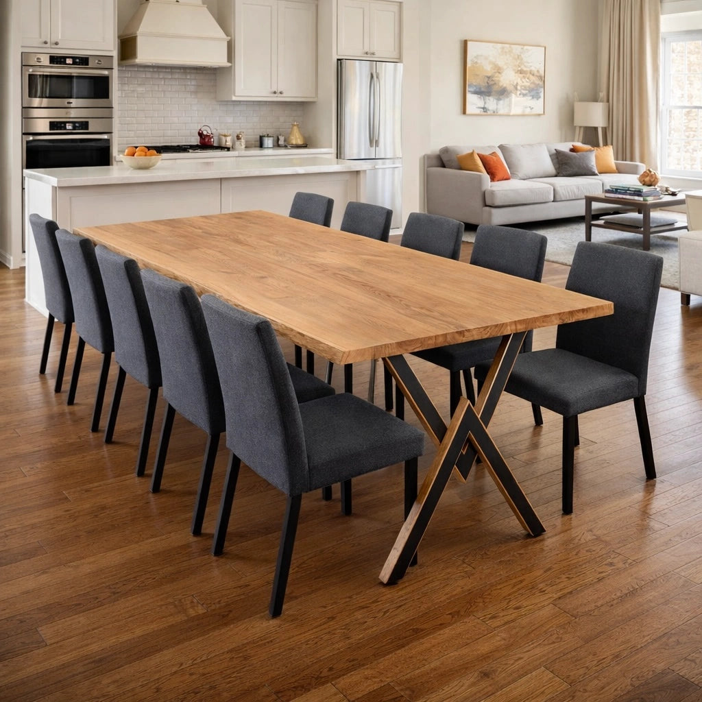 Stół drewniany z litego dębu 240×100 cm – Stół do jadalni dla 10 osób | Reelken