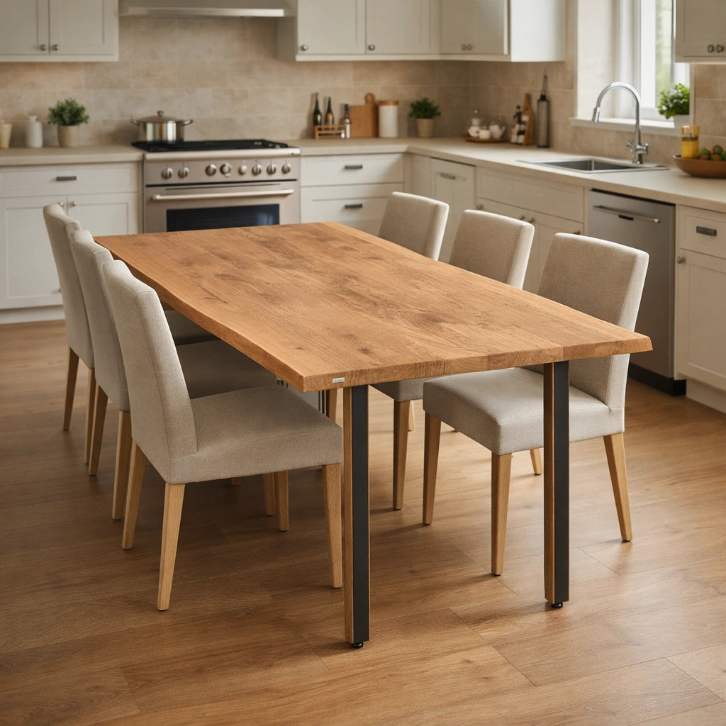 Stół drewniany z litego dębu 160×80 cm – Rustykalny stół do jadalni dla 6 osób | Reelken