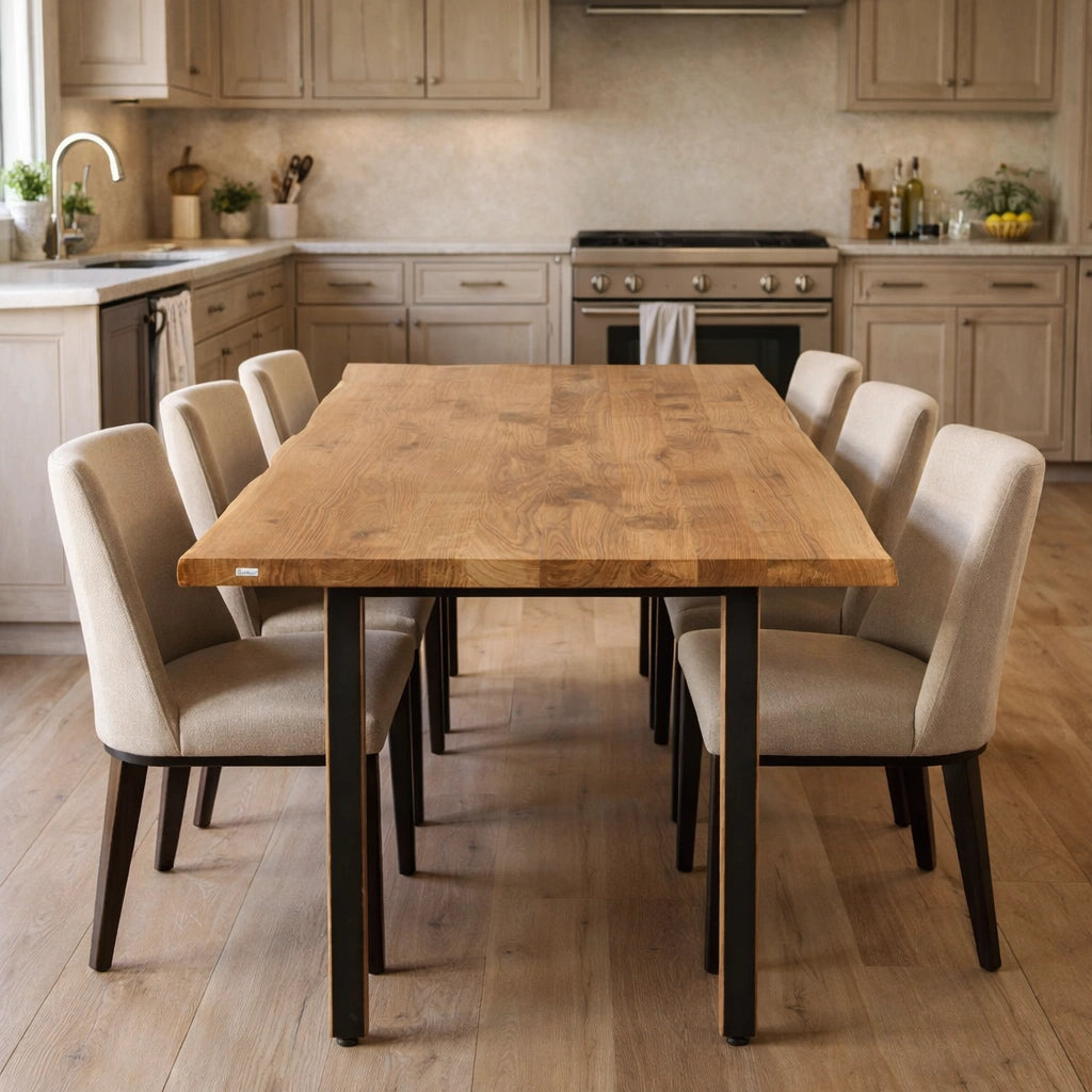 Stół drewniany z litego dębu 160×80 cm – Rustykalny stół do jadalni dla 6 osób | Reelken