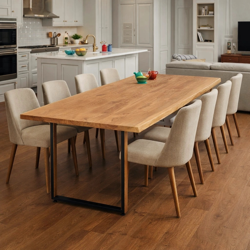 Stół drewniany z litego dębu 200×100 cm – Rustykalny stół do jadalni dla 8 osób | Reelken