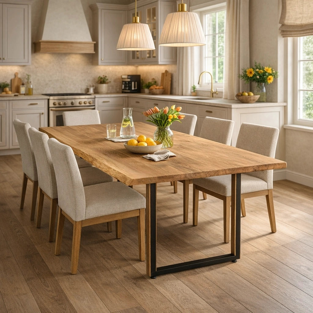 Stół drewniany z litego dębu 160×80 cm – Rustykalny stół do jadalni dla 6 osób | Reelken