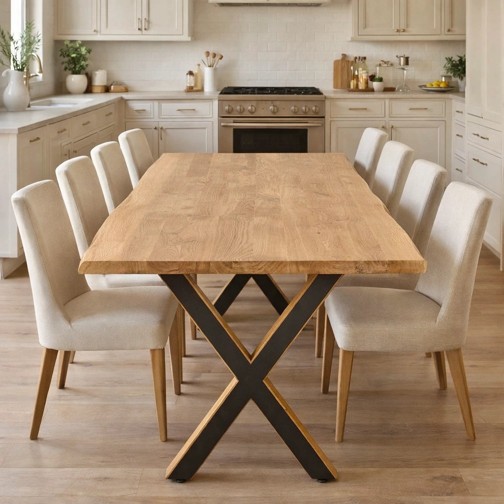 Stół drewniany z litego dębu 200×100 cm – Rustykalny stół do jadalni dla 8 osób | Reelken