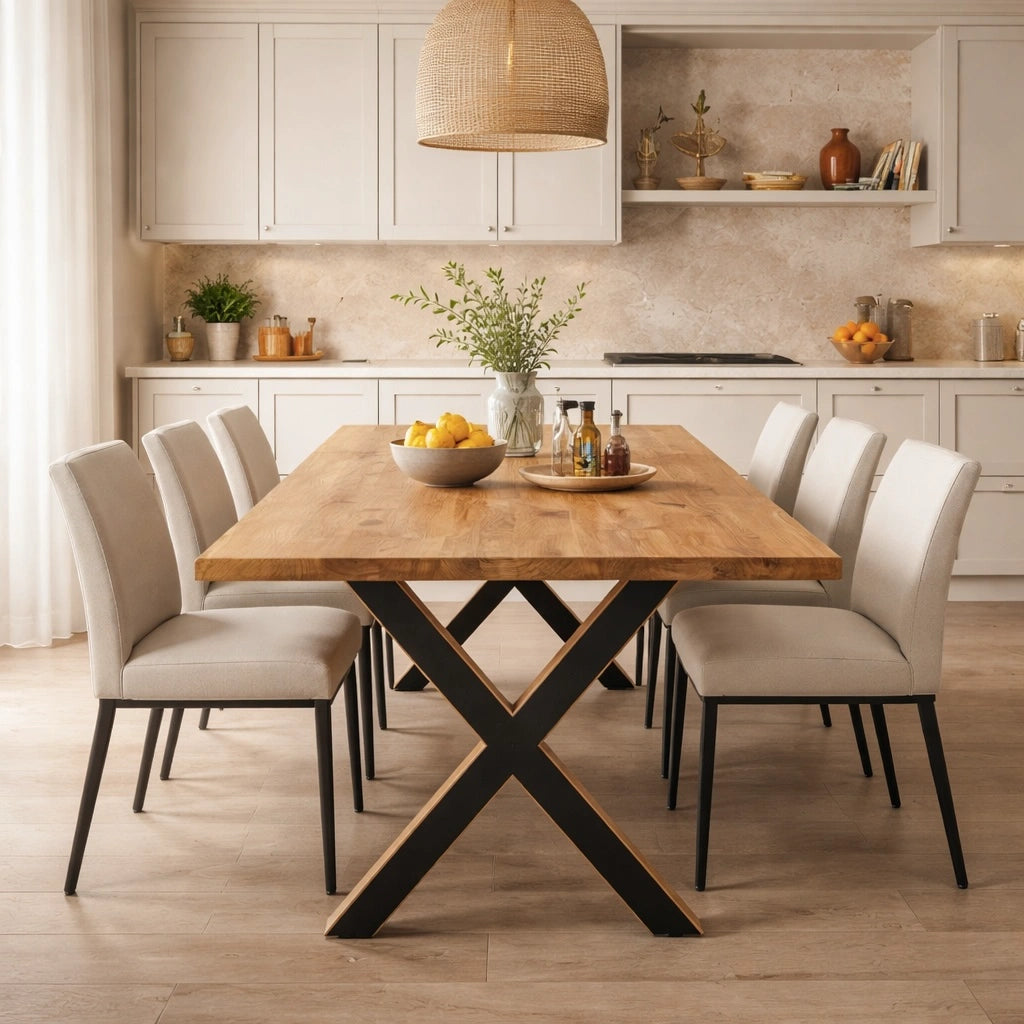 Stół drewniany z litego dębu 160×80 cm – Rustykalny stół do jadalni dla 6 osób | Reelken