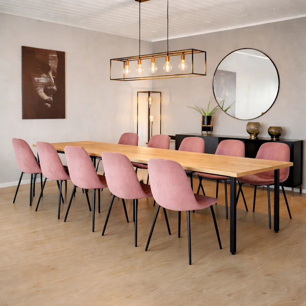 Stół drewniany z litego dębu 220×100 cm – Klasyczny stół do jadalni dla 10 osób | Reelken