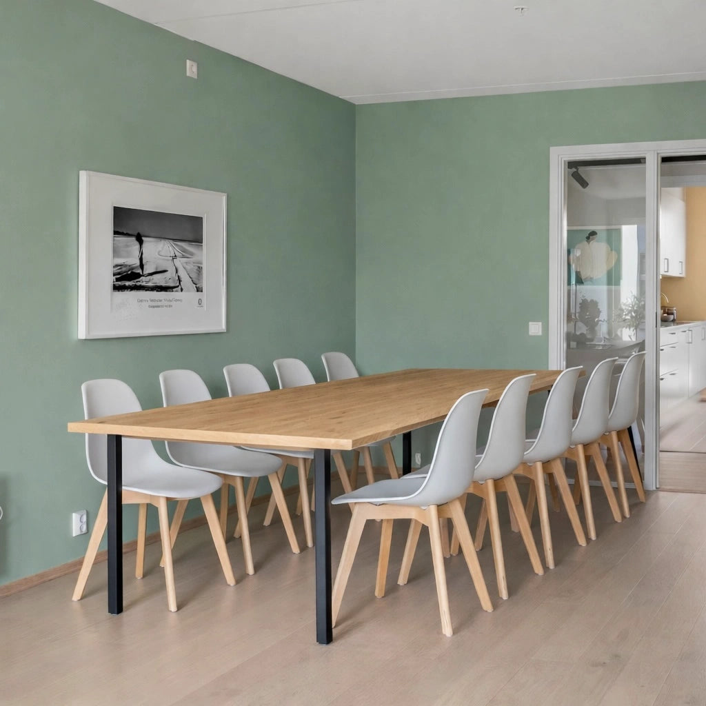 Stół drewniany z litego dębu 220×100 cm – Klasyczny stół do jadalni dla 10 osób | Reelken