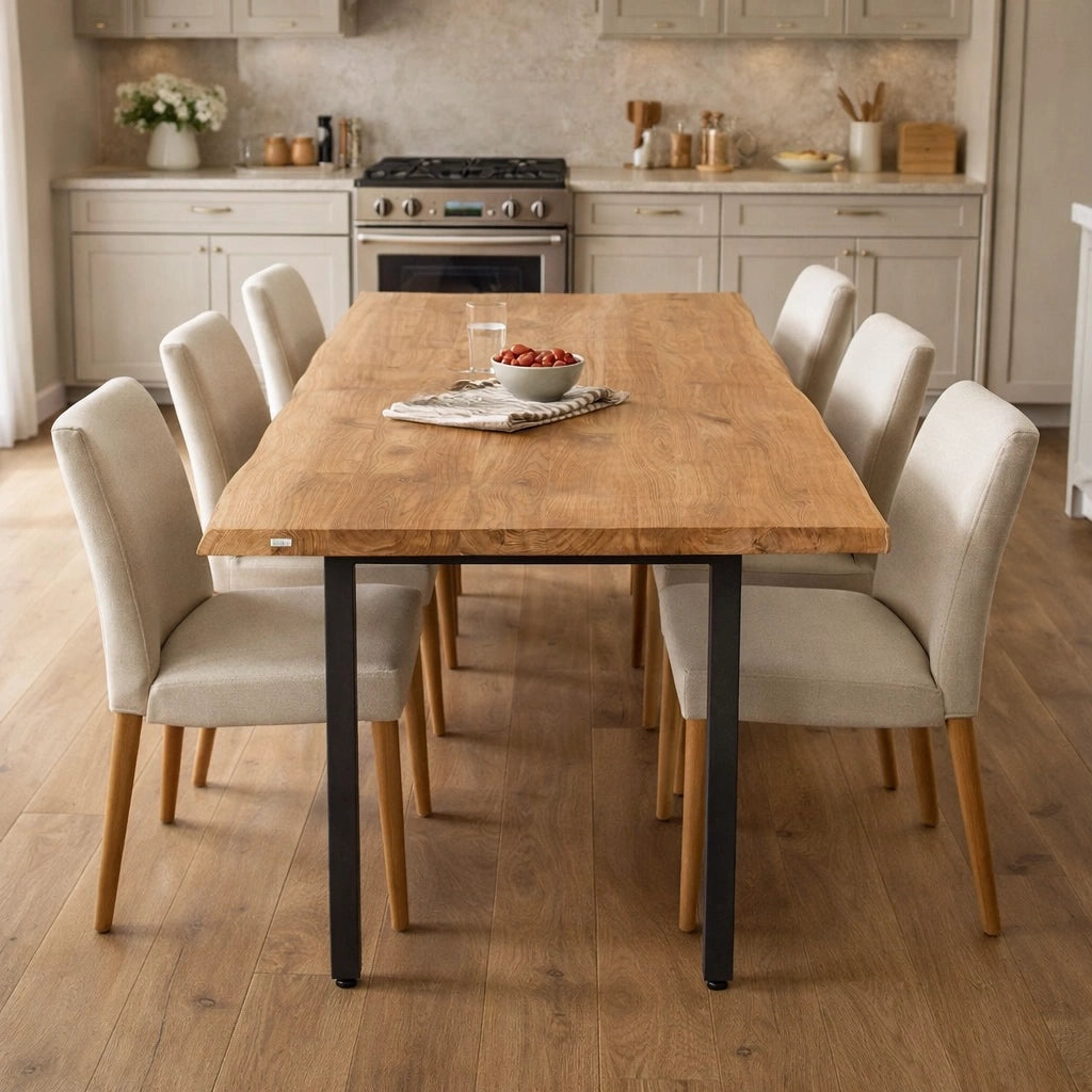 Stół drewniany z litego dębu 160×80 cm – Rustykalny stół do jadalni dla 6 osób | Reelken