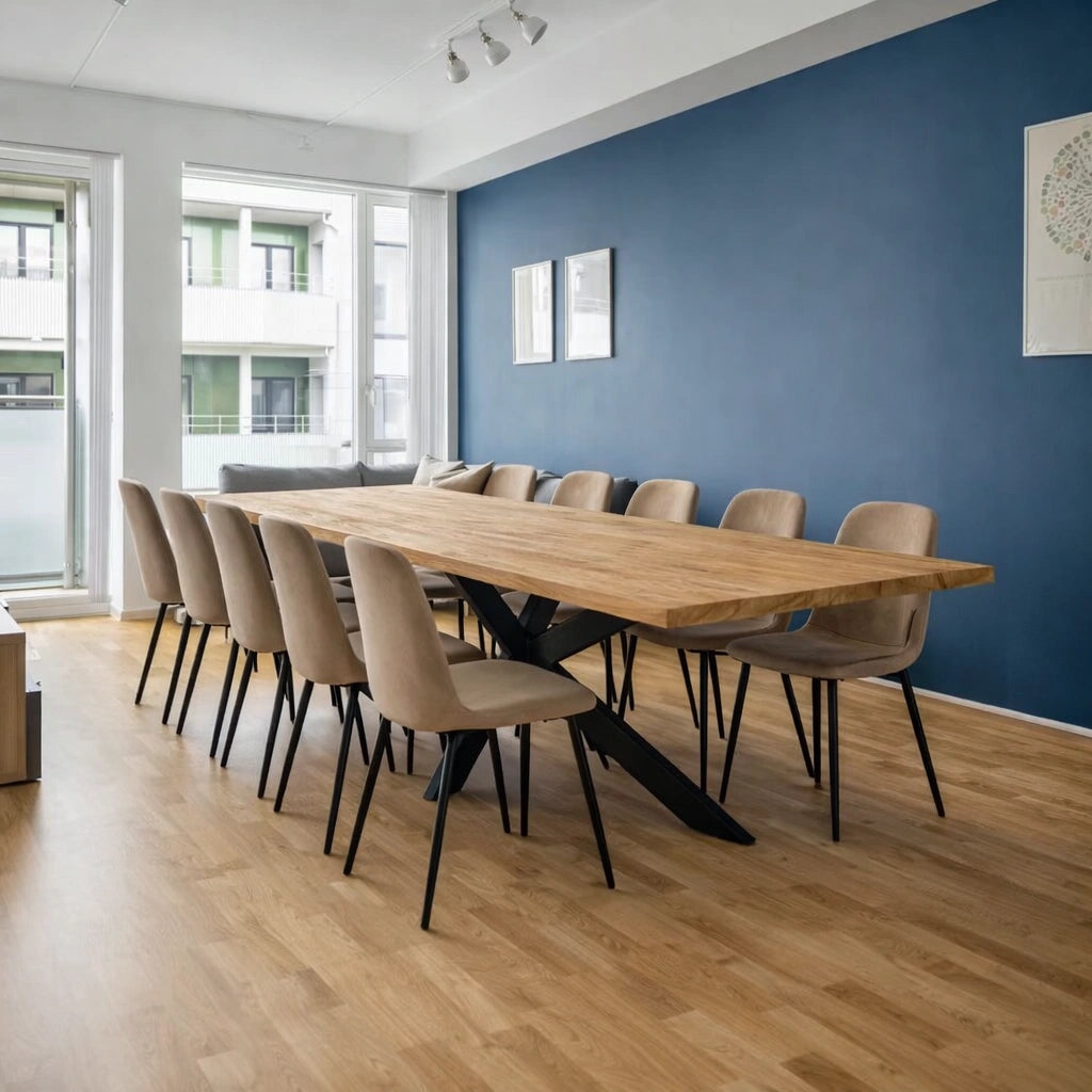 Stół drewniany z litego dębu 220×100 cm – Klasyczny stół do jadalni dla 10 osób | Reelken