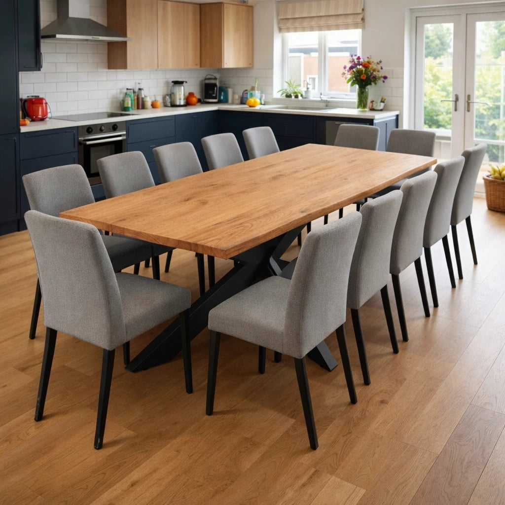 Stół drewniany z litego dębu 240×100 cm – Stół do jadalni dla 10 osób | Reelken