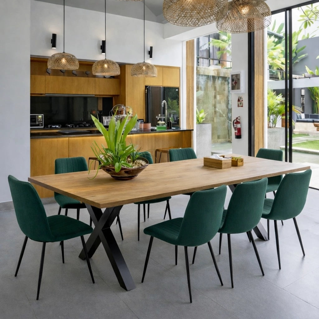 Stół drewniany z litego dębu 180×85 cm – Klasyczny stół do jadalni dla 6 osób | Reelken