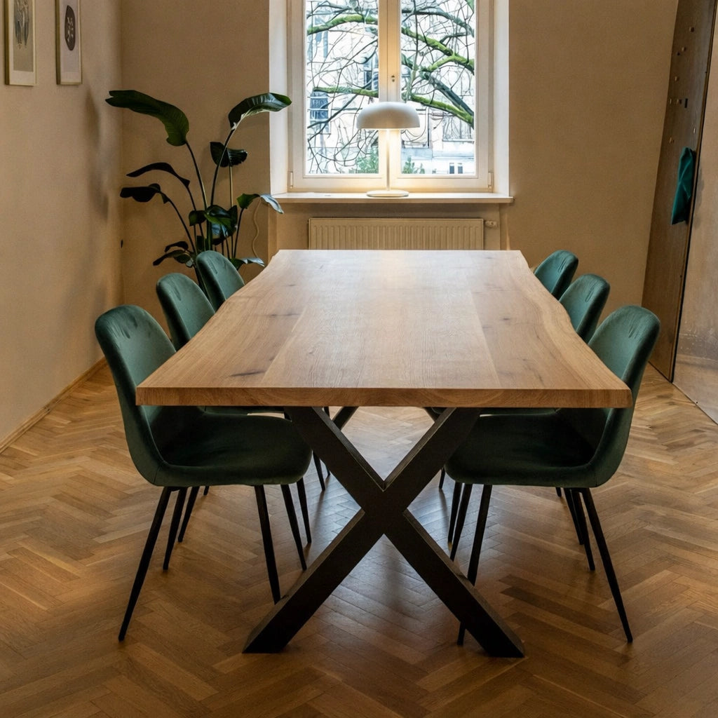 Stół drewniany z litego dębu 160×80 cm – Rustykalny stół do jadalni dla 6 osób | Reelken