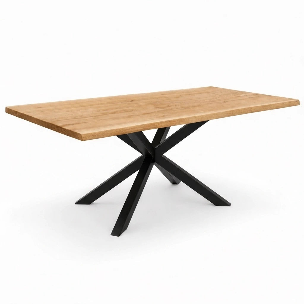 Stół drewniany z litego dębu 200×100 cm – Rustykalny stół do jadalni dla 8 osób | Reelken