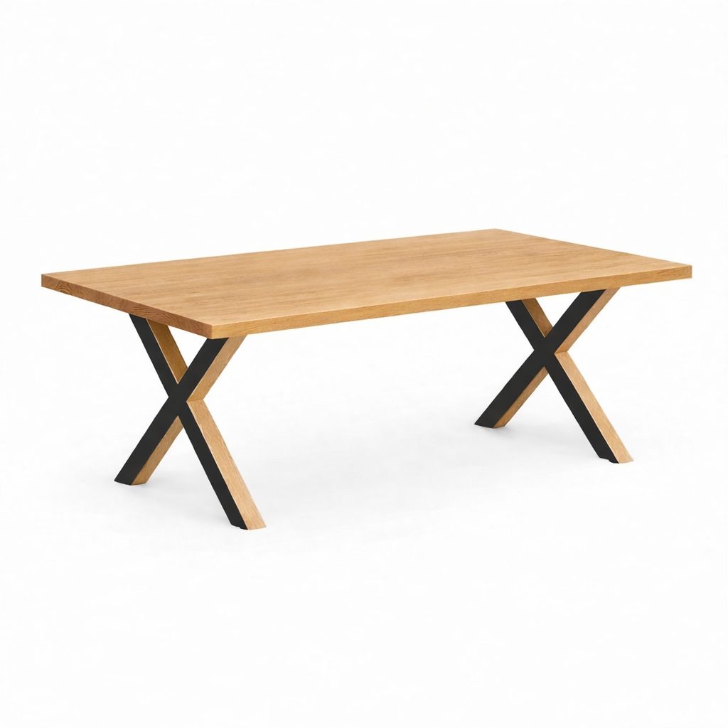 Stół drewniany z litego dębu 240×100 cm – Klasyczny stół do jadalni dla 10 osób | Reelken