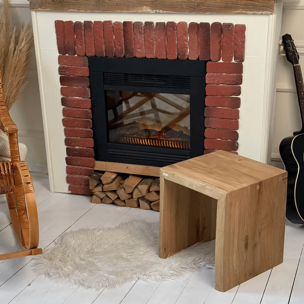 Bancuta din lemn masiv de stejar 40x45x40 cm – margini rustice, finisaj cu ulei natural - Reelken