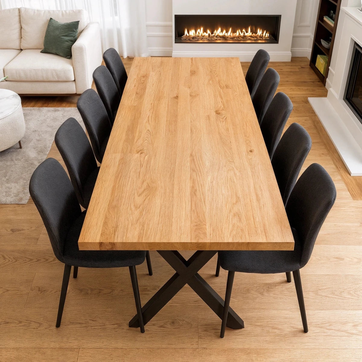Blat de masa din stejar model clasic - 10 persoane -240x100x4cm - Reelken