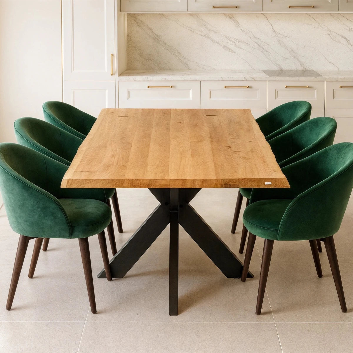Blat de masa din stejar model rustic - 6 persoane -180x85x4 - Reelken