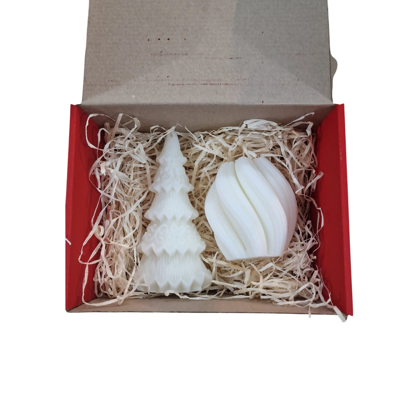 Set Premium Lumânări Crăciun Handmade – Brad Magic & Spirală Elegantă, Ceară Naturală, Ambalaj Cadou