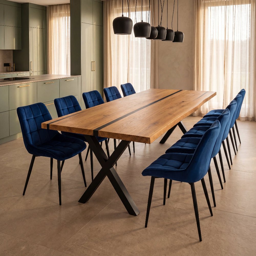 Masa din stejar cu rasina – model rustic pentru 10 persoane – 220x100x4 cm - Reelken