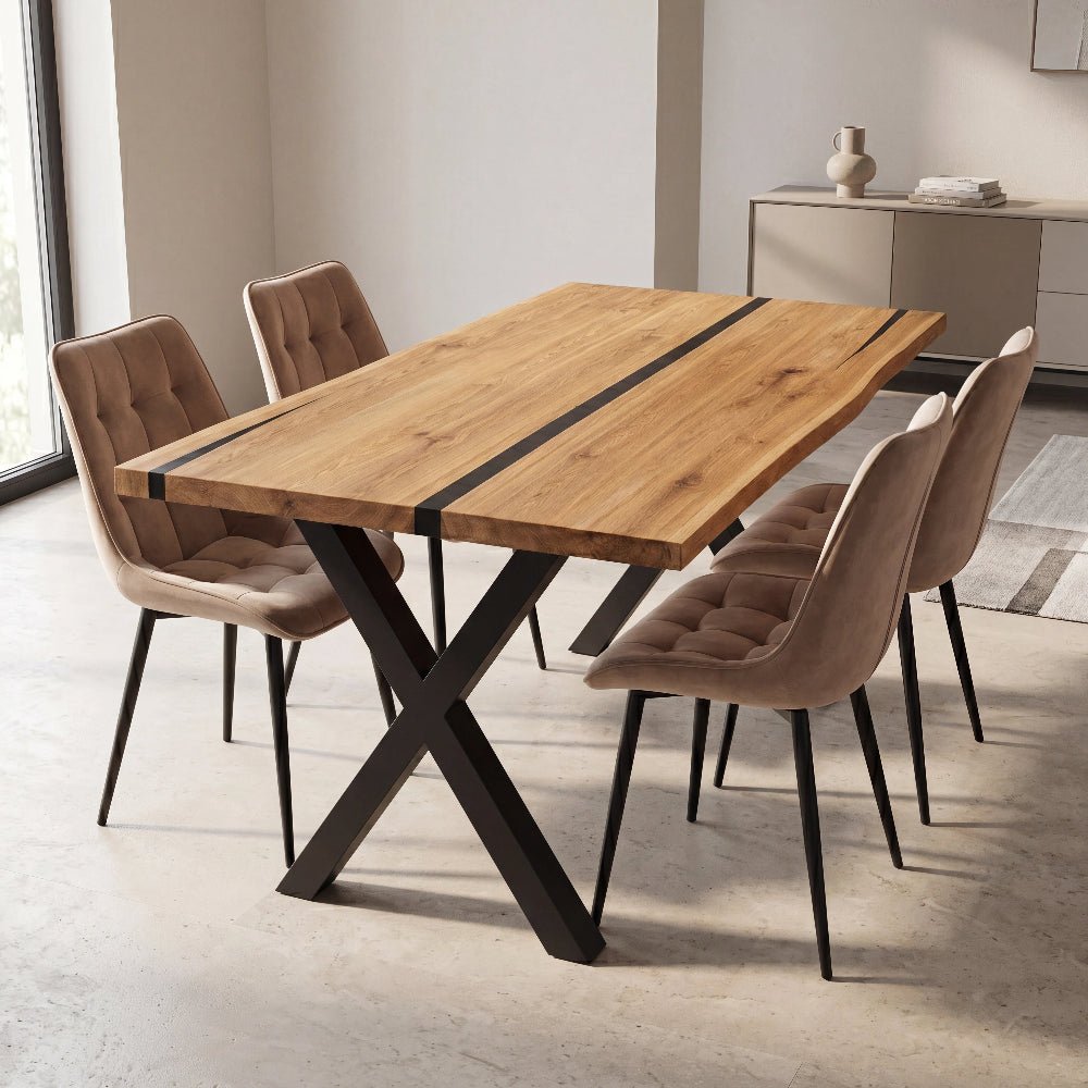 Masa din stejar cu rasina – model rustic pentru 4 persoane – 140x80x4 cm - Reelken