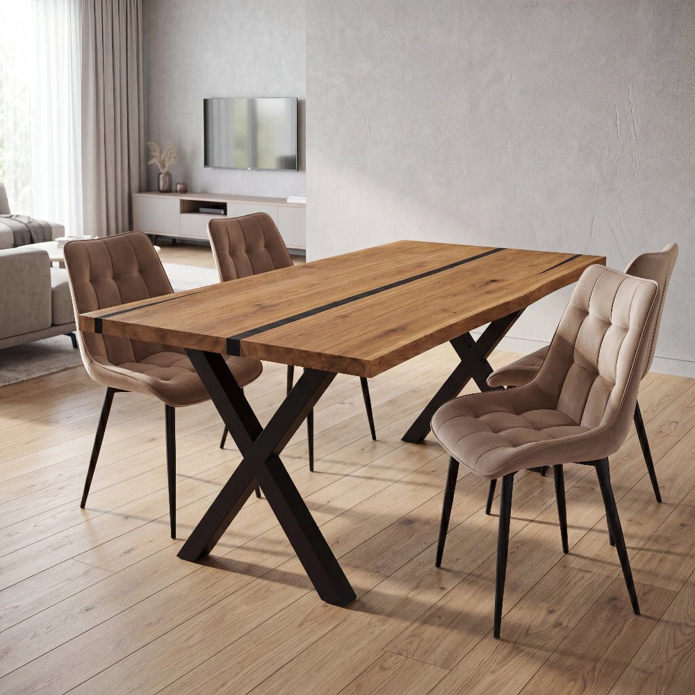 Masa din stejar cu rasina – model rustic pentru 4 persoane – 140x80x4 cm - Reelken