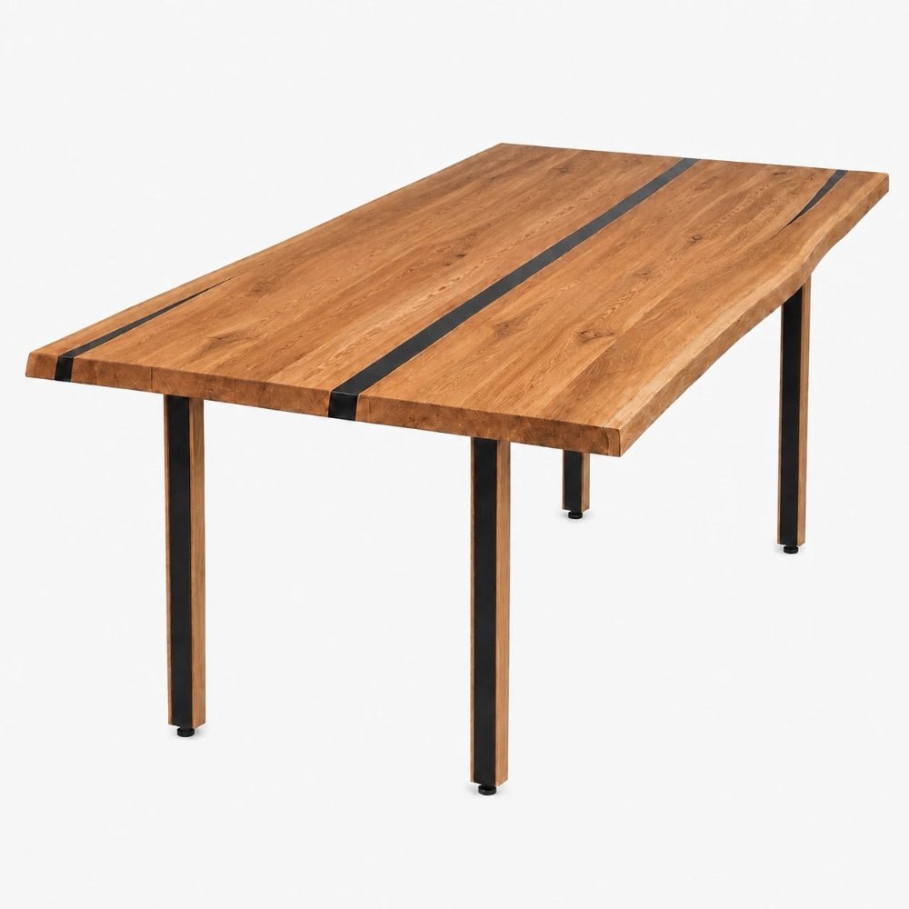 Masa din stejar cu rasina – model rustic pentru 4 persoane – 140x80x4 cm - Reelken